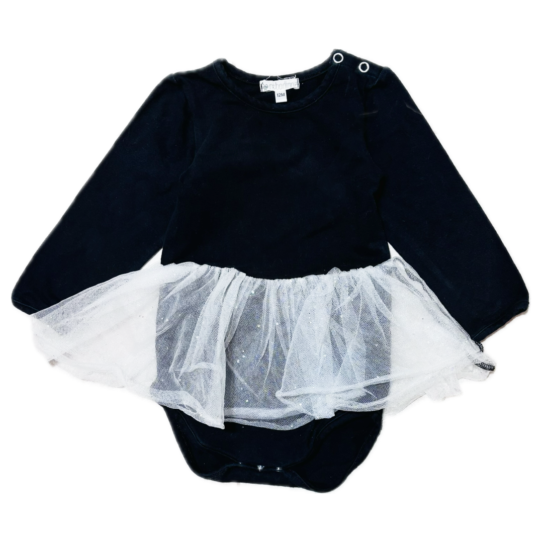 Body noir à paillettes 12 mois