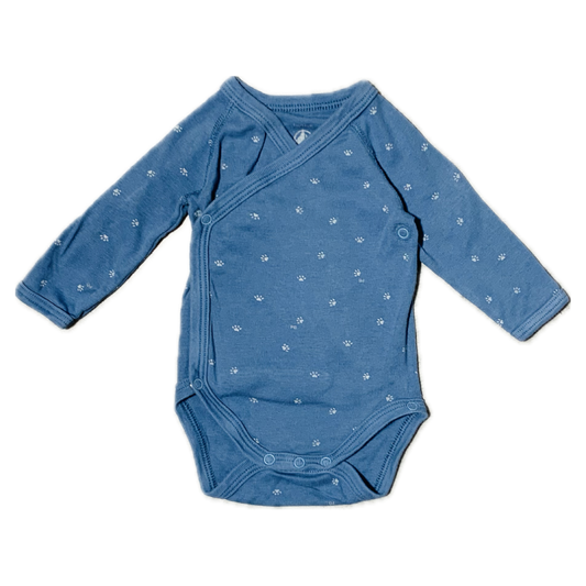 Body croisé bleu pattes de chat 1 mois