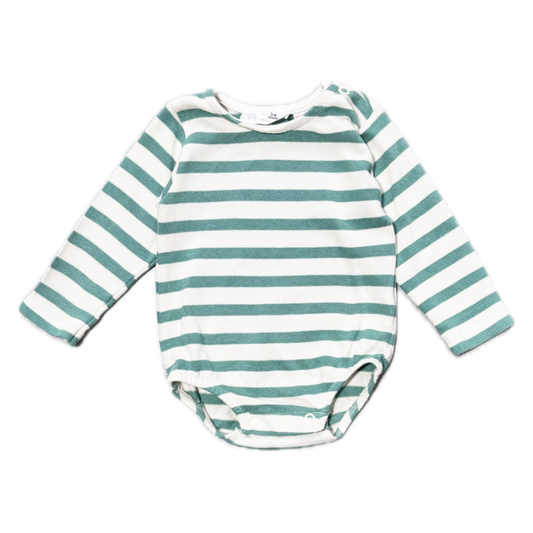 Body rayé vert et blanc 6 mois
